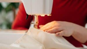 sewing machine in action